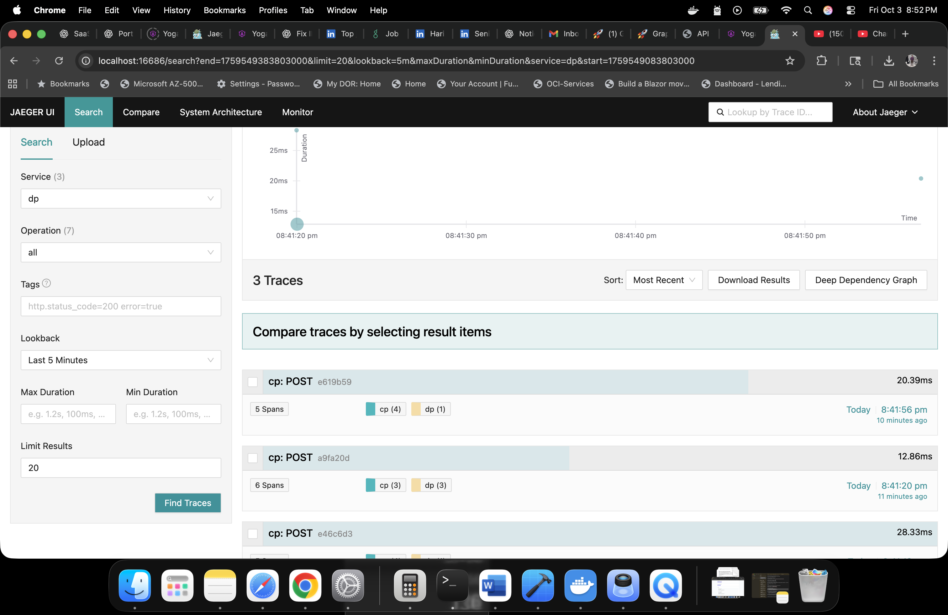 Combined control plane and data plane traces in Jaeger